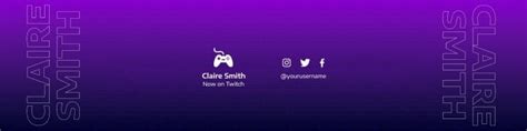 Edit this Futuristic Gradient Claire Smith Gamer Twitch Banner template for free