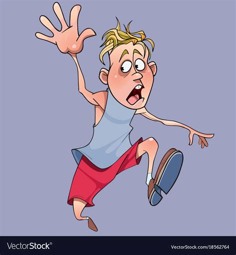 Cartoon scared man running at a speed Royalty Free Vector