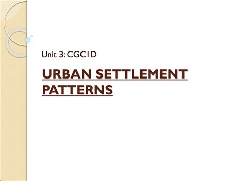 URBAN SETTLEMENT PATTERNS