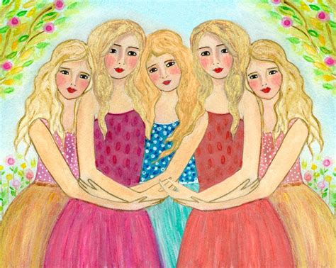 Five Sisters Art Print, Sister Art Print, Five Best Friends Art Print ...