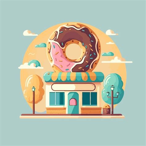 Premium Vector | Donut shop bakery store logo cartoon doughnut icon or ...