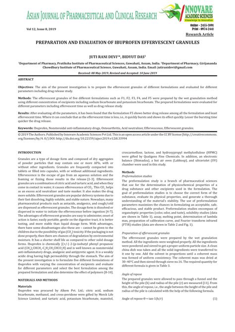 (PDF) PREPARATION AND EVALUATION OF IBUPROFEN EFFERVESCENT GRANULES