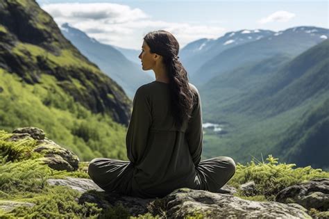 Premium AI Image | yoga woman isolated in mountain