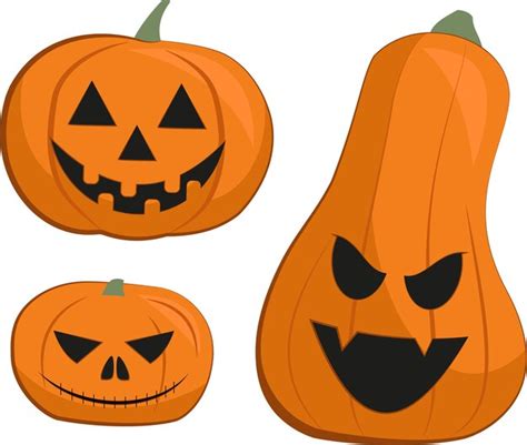 Premium Vector | Set of orange halloween pumpkins