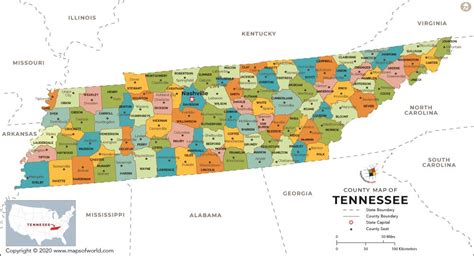 Tennessee County Map, Map of Counties in Tennessee