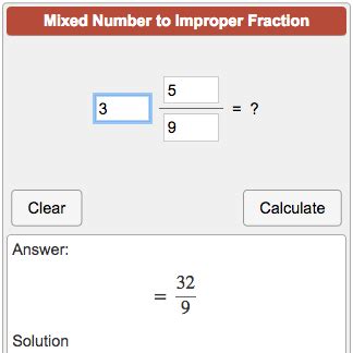 Mixed Number to Improper Fraction Calculator