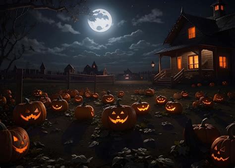 Premium AI Image | spooky halloween night wallpaper in the graveyard