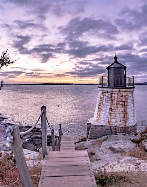 Sunset in Newport Rhode Island at Castle Hill Lighthouse Stock Photo - Image of fall, navigation ...