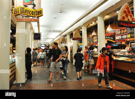 Quincy Market Food Court in Boston, Massachusetts, USA Stock Photo - Alamy