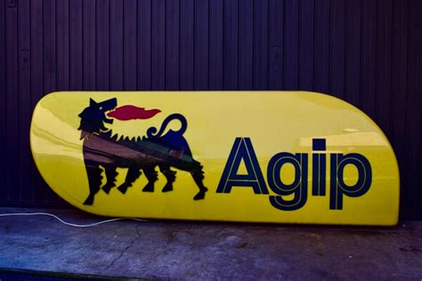 Illuminated Agip Oil Sign | PCARMARKET