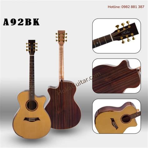 Đàn Guitar Acoustic Gỗ Cẩm Lai Ấn Độ Cao Cấp A92BK - Hoka