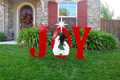 JOY Nativity Outdoor Christmas Holiday Yard Art Sign Large