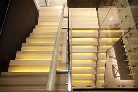Top View -u shape straight staircase with led lighting,modern staircase design idea. clear ...
