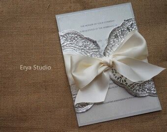 Vintage Fabric Lace Burlap Wedding Invitation Burlap by eryastudio