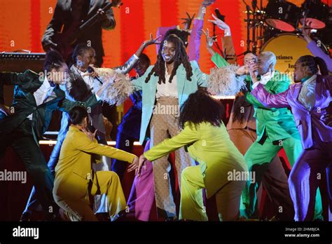 London, UK. 8 February 2022. Little Simz on stage during the the Brit ...