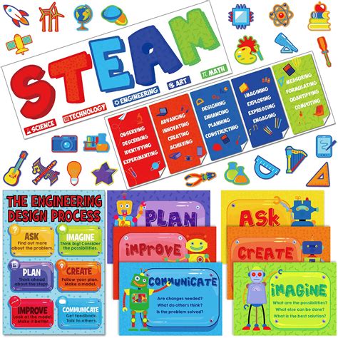 Buy 64 Pcs Stem Steam Science s Classroom Bulletin Board Decorations Set Science Project Banners ...