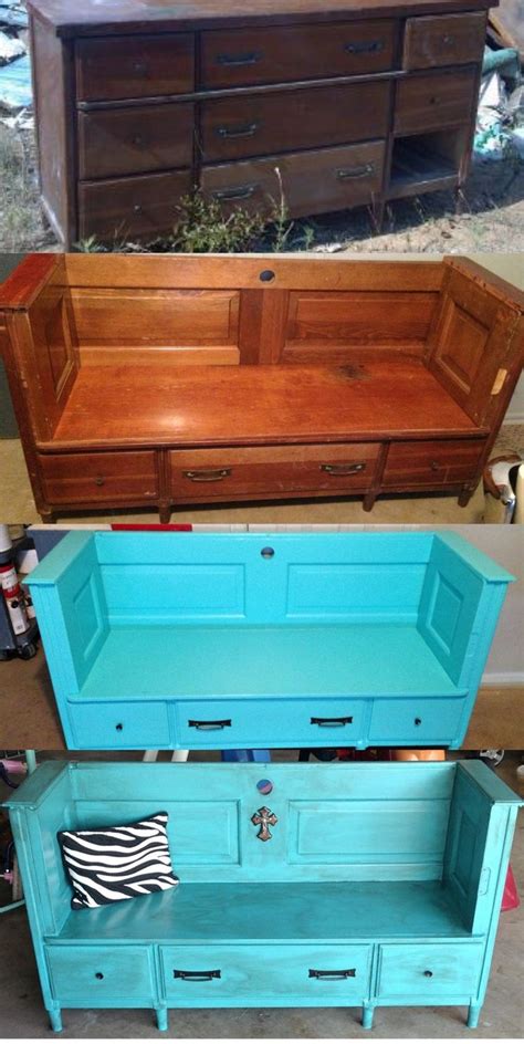 From trash to treasure! Old dresser into a bench | Recycled furniture, Furniture makeover ...