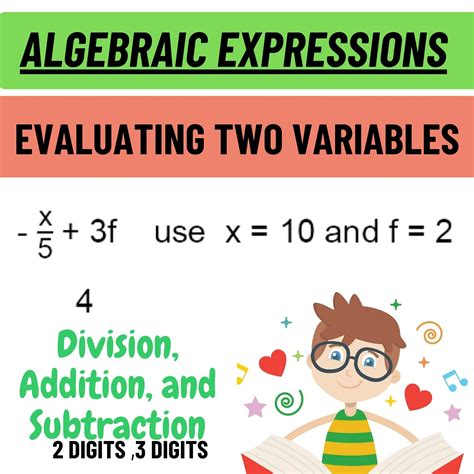 Algebraic Expressions Evaluating Two Variables Worksheets 2- 3 Terms ...