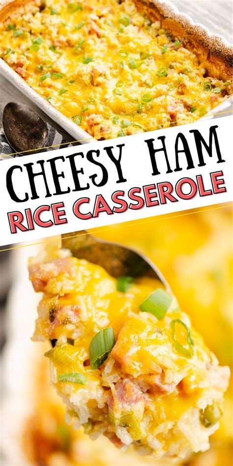 Cheesy Ham & Rice Casserole | Recipe | Ham casserole recipes, Ham casserole, Ham dinner recipes