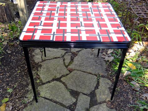 Durham Table 34, Folding Table, Furniture, Folding Card Table, Retro Table, 1940s Red Black ...