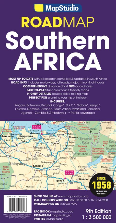 Southern Africa Road Map GPS points -- MapStudio