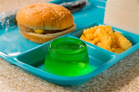 School Lunch Tray Cheeseburger Stock Photo - Image of education, fast ...