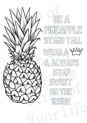 Printable - Be a Pineapple Black & White | Scrap Of Your Life | Reviews on Judge.me