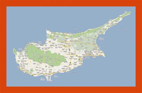 Road map of Cyprus | Maps of Cyprus | Maps of Asia | GIF map | Maps of the World in GIF format ...