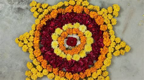 Sankranti easy Rangoli with flowers - YouTube