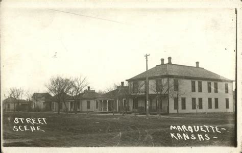 Street Scene Marquette, KS Postcard