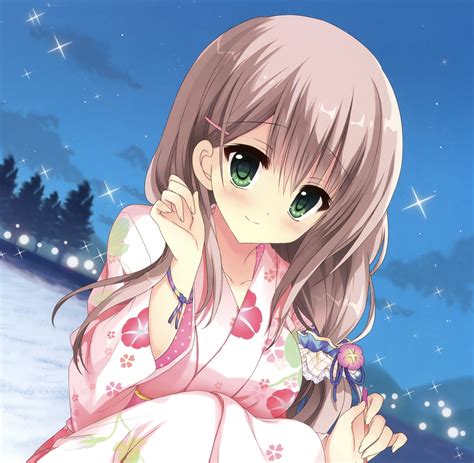 Cute Anime Girl, Outdoor, Green Eyes, Wallpaper - Brown Hair Cute Anime Girls Green Eyes ...