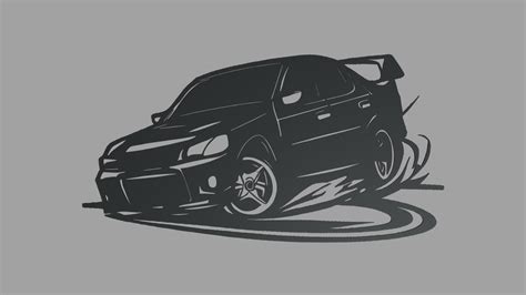 Drifting Car 01 Wall Silhouette - Buy Royalty Free 3D model by ...