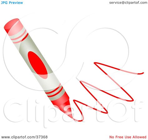 Clipart Illustration of a Red Crayon Drawing A Line by Prawny #37368