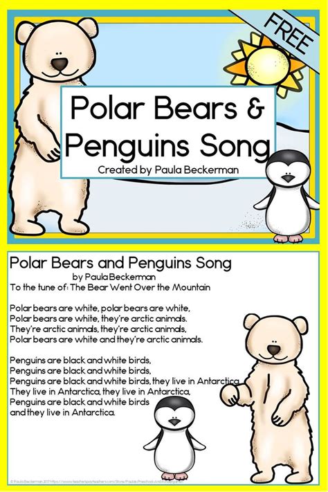 Polar Bears and Penguins Song FREE | Arctic and Antarctic | Polar bears ...