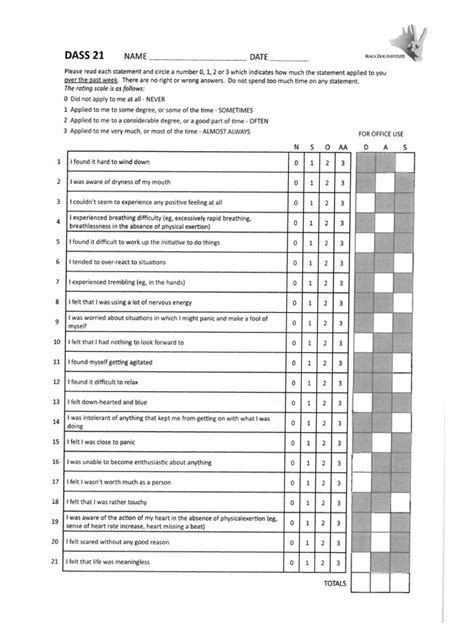 DASS 21 Scoring Sheet | PDF