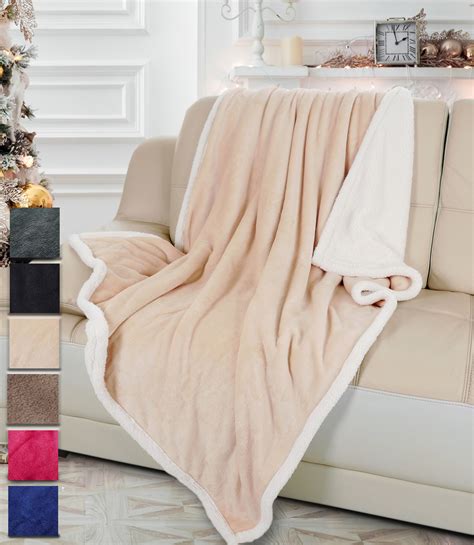Sherpa Fleece Throw Blanket 50" x 60", Mink Sherpa Throw TV Blanket Reversible for Home Couch ...