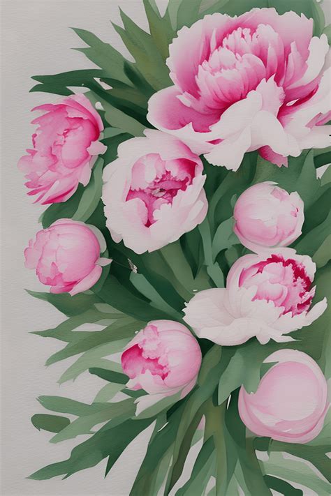 Watercolor Painting of a Pink Peony · Creative Fabrica