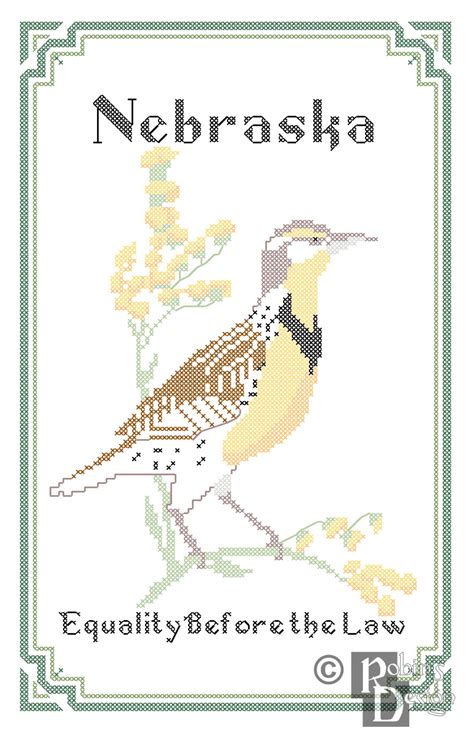 Nebraska State Bird Flower and Motto Cross Stitch Pattern PDF - Etsy