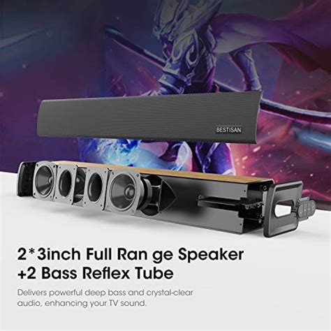 Soundbar Bestisan Bluetooth TV Sound Bar 60W 24-Inch with 3 Equalizer Modes, Remote Control ...