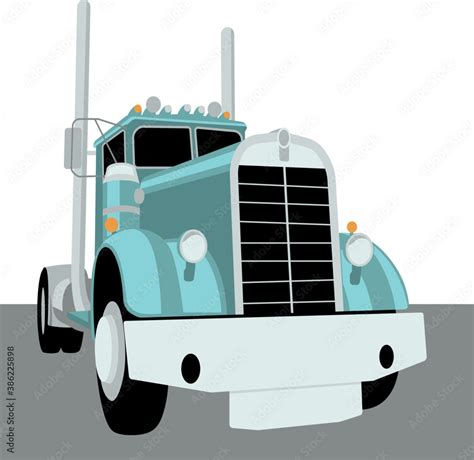 Semi truck vintage, vector illustration, flat style, front view Stock ...