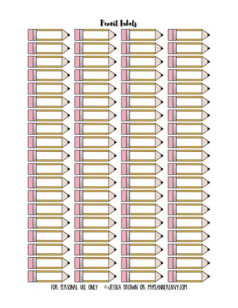 Pencil Labels from myplannerenvy.com | Free planner stickers, Printable ...