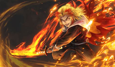 1024x600 Cool Kyojuro Rengoku HD Demon Slayer 1024x600 Resolution Wallpaper, HD Anime 4K ...