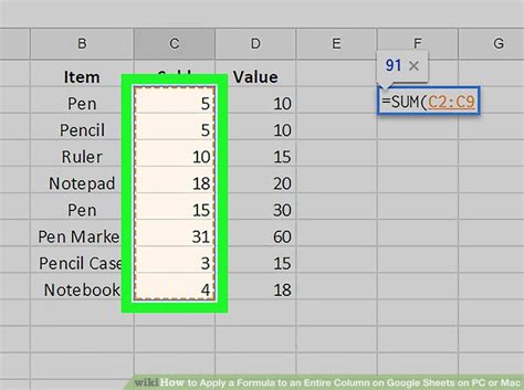 Excel Copy Entire Column Shortcut Excel Column formula entire sheets ...