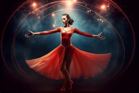 Premium AI Image | The girl in the red dress is dancing on a background ...