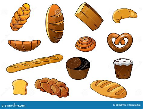 Cartoon Different Kinds Of Bread And Pastries Stock Vector - Image ...