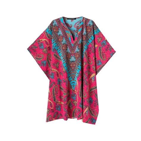 European Plus size colorful contrast color printing half BOHO batwing sleeve v-neck tropical ...
