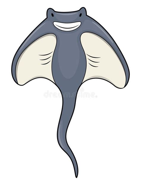 Cute Stingray Smiling Cartoon Color Illustration Stock Vector - Illustration of species ...