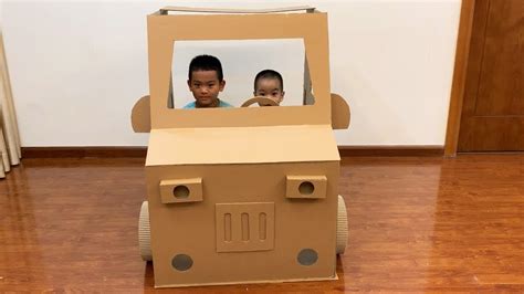 DIY | How to make a car with cardboard for kids | Amazing Cardboard DIY | Papa & Baby MV - YouTube