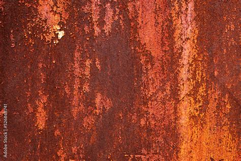 Surface of rusted metal sheet texture detail of metal sheet exposed to outdoor weather ...