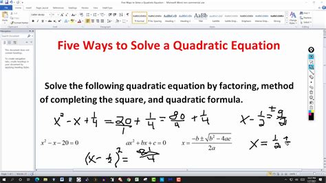 Five Ways to Solve a Quadratic Equation - YouTube